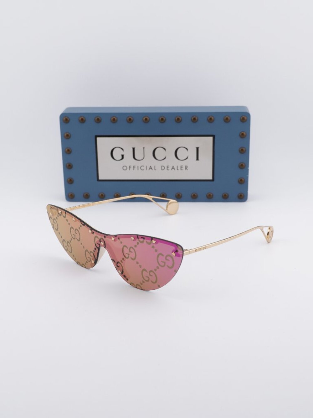 Gucci GG0666S 003 Shield Women Sunglasses - Gold / Mirror